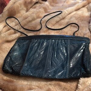 Vintage Navy Python Shoulder Bag - Classic Women's Crossbody